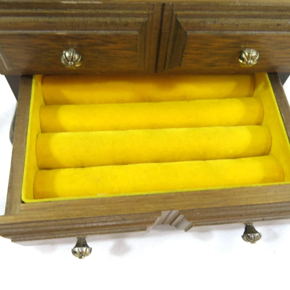 Avon Decorators Jewelry Box Chest 1978 2 Drawer Brown Wood 7 x 5 x 5 Vintage